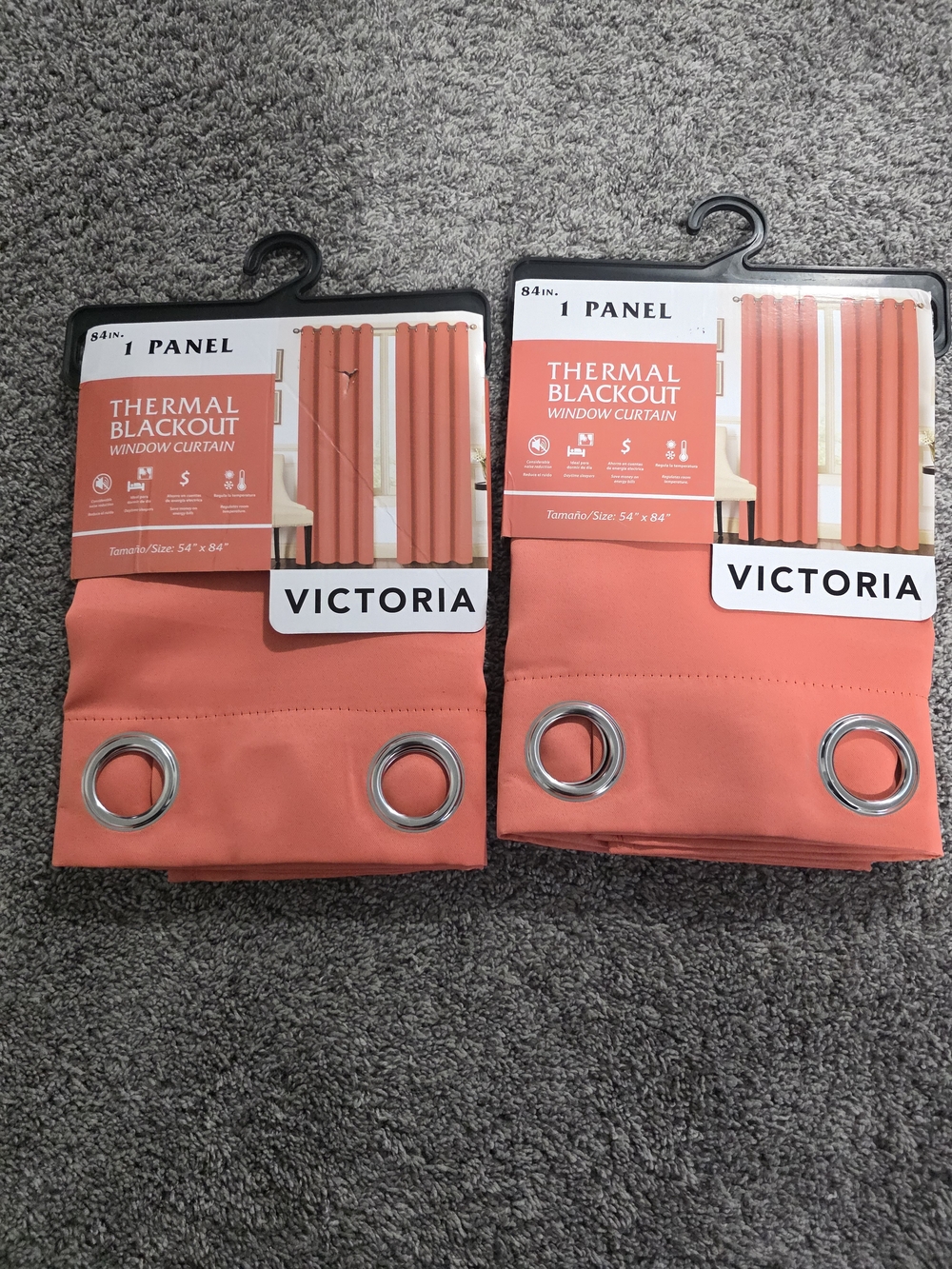 Victoria Thermal Blackout Curtain Panel - Coral (2 Panels)